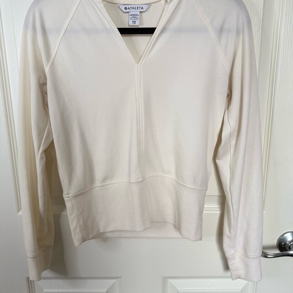 Athleta Women's V-Neck Cream Sweater - Picture 3 of 7
